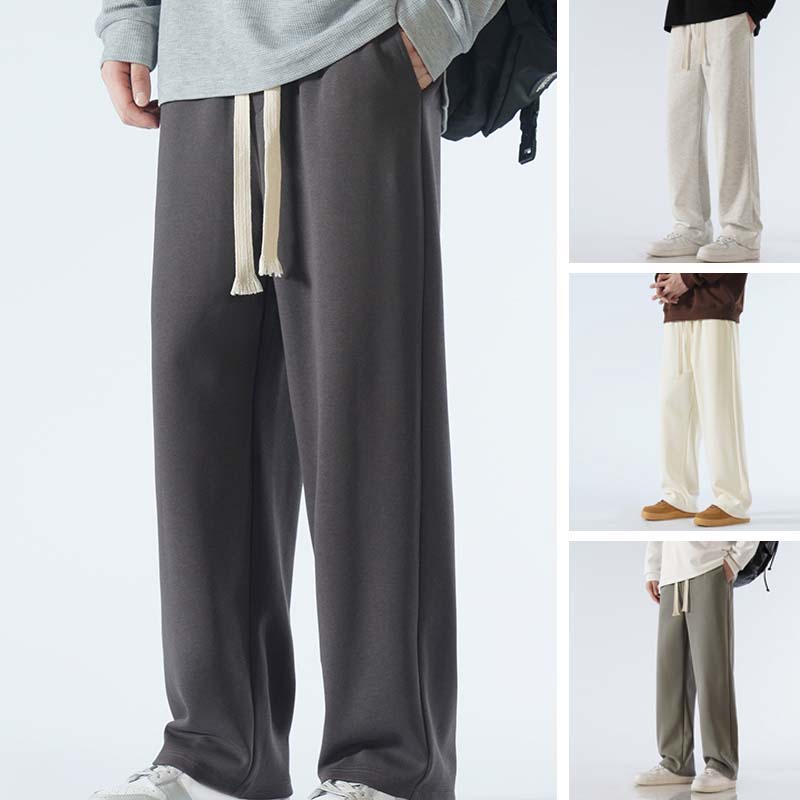 Casual herrbyxor med rakt ben och dragsko