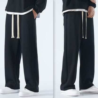 Casual herrbyxor med rakt ben och dragsko