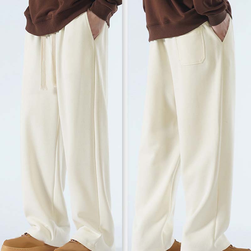 Casual herrbyxor med rakt ben och dragsko