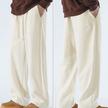 Casual herrbyxor med rakt ben och dragsko