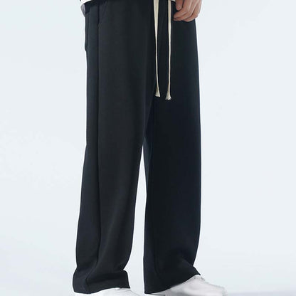 Casual herrbyxor med rakt ben och dragsko