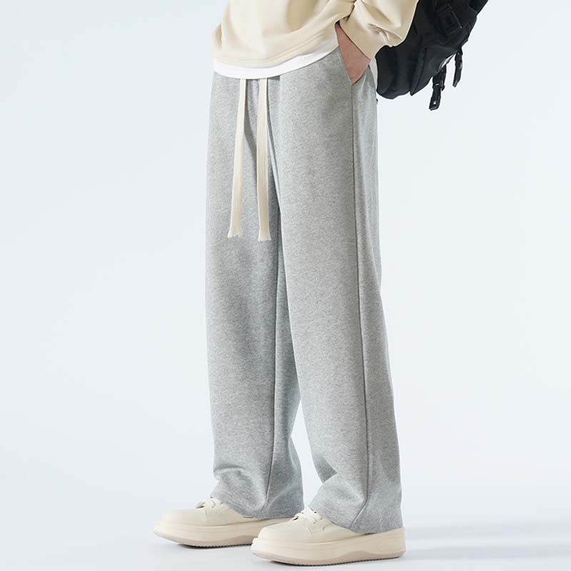 Casual herrbyxor med rakt ben och dragsko