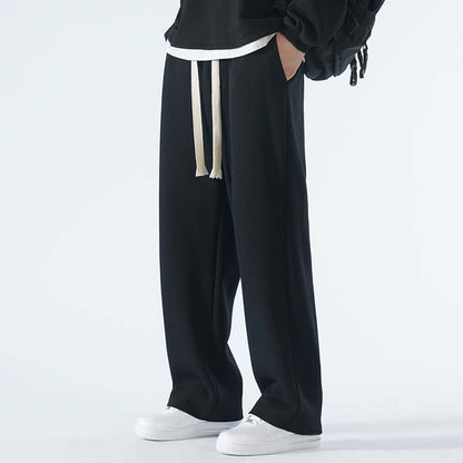 Casual herrbyxor med rakt ben och dragsko