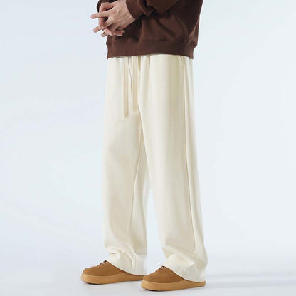 Casual herrbyxor med rakt ben och dragsko