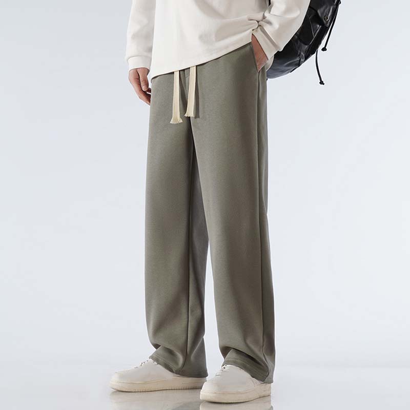 Casual herrbyxor med rakt ben och dragsko