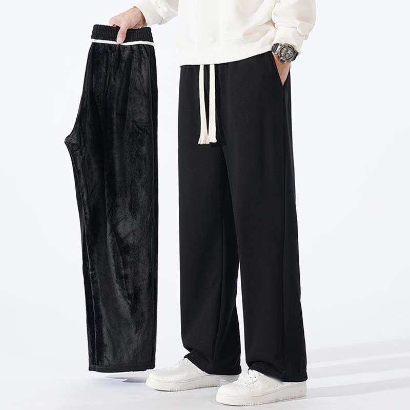 Casual herrbyxor med rakt ben och dragsko