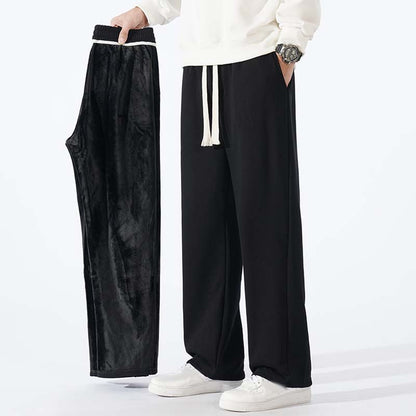 Casual herrbyxor med rakt ben och dragsko