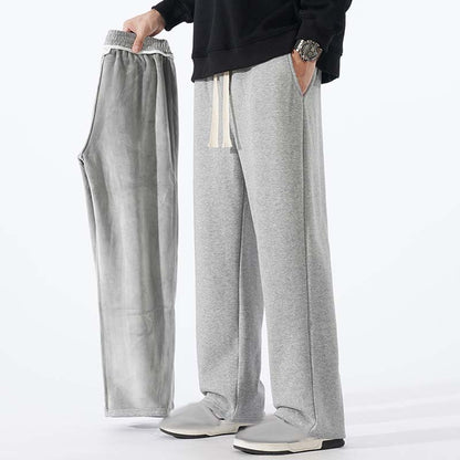 Casual herrbyxor med rakt ben och dragsko