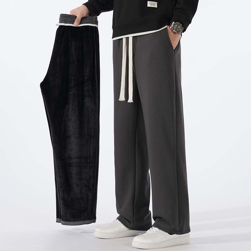 Casual herrbyxor med rakt ben och dragsko