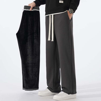 Casual herrbyxor med rakt ben och dragsko