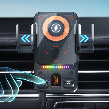 Smart 2-i-1 automatisk roterande biltelefonhållare och trådlös laddare