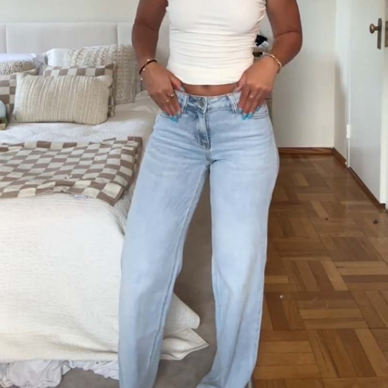 🔥 SISTA DAGENS ERBJUDANDE – 50 % RABATT 🔥 Vintagejeans för damer med hög midja och raka ben