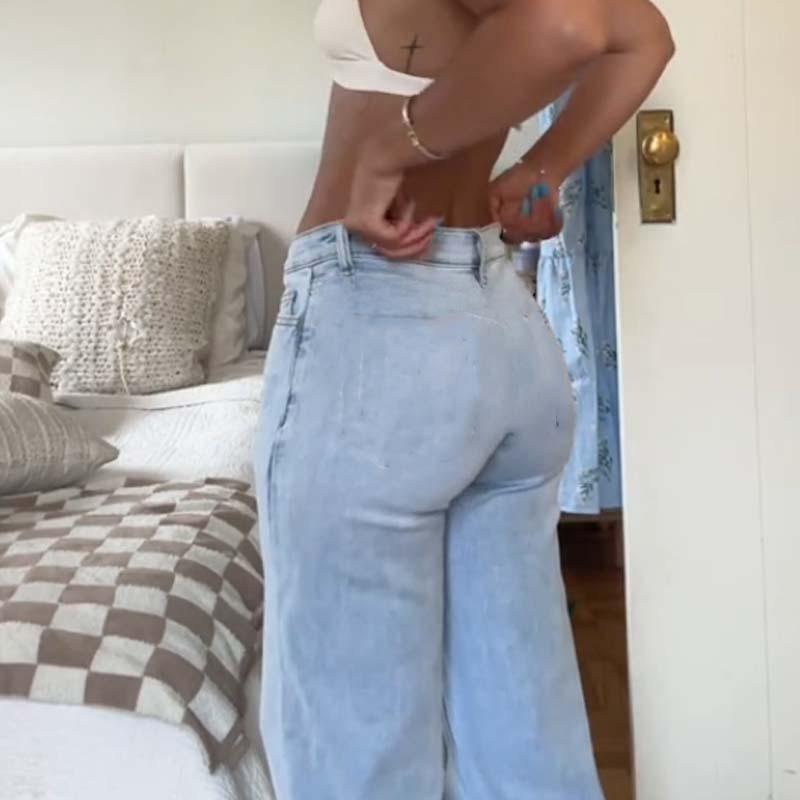 🔥 SISTA DAGENS ERBJUDANDE – 50 % RABATT 🔥 Vintagejeans för damer med hög midja och raka ben