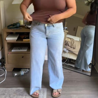 🔥 SISTA DAGENS ERBJUDANDE – 50 % RABATT 🔥 Vintagejeans för damer med hög midja och raka ben