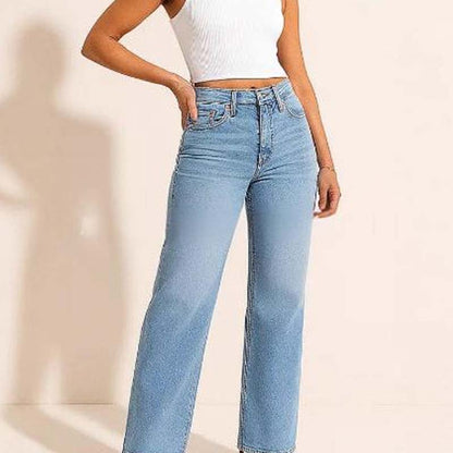 🔥 SISTA DAGENS ERBJUDANDE – 50 % RABATT 🔥 Vintagejeans för damer med hög midja och raka ben