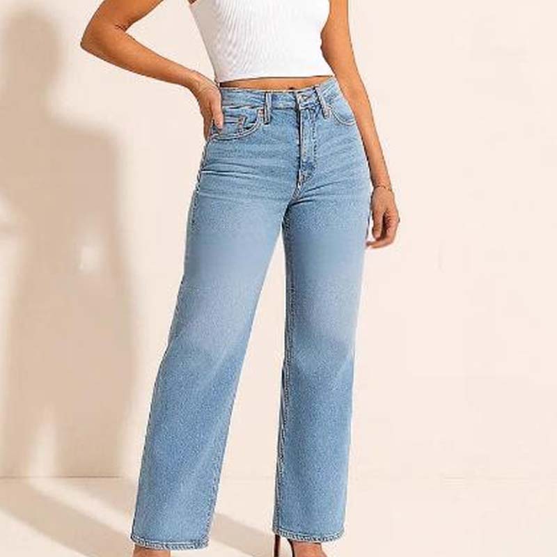 🔥 SISTA DAGENS ERBJUDANDE – 50 % RABATT 🔥 Vintagejeans för damer med hög midja och raka ben