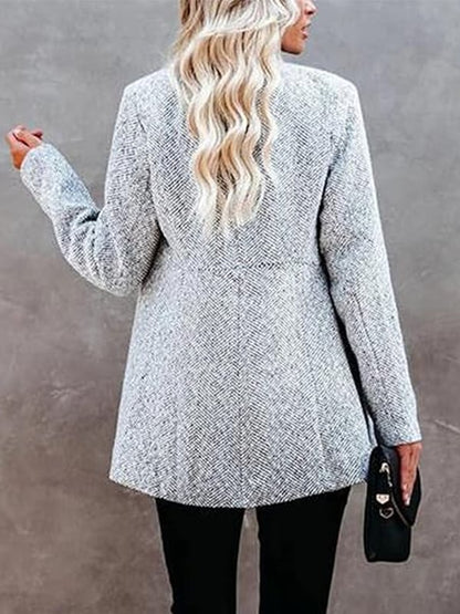 💐Stor rea - 50 % rabatt💕Enfärgad damkappa med fickor och långärmad framtill