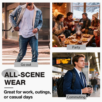 Casual jeansjacka med sherpa-foder för män