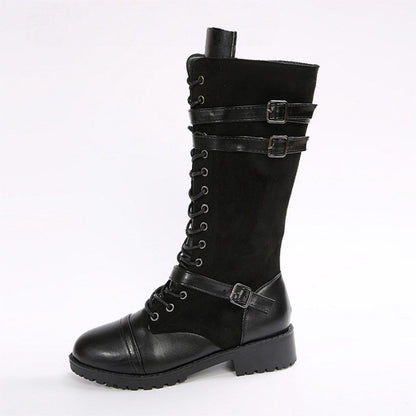 🔥49 % rabatt - Vintage combat boots för damer med snörning och spänne