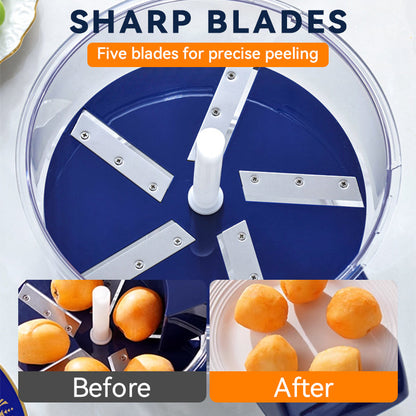 🧄 50% RABATT! 🍇 Transparent Elektrisk Frukt- & Grönsaksskalare – 5 Blad & Snabb Skalning – Perfekt för Köket – Enkel Rengöring 🍎