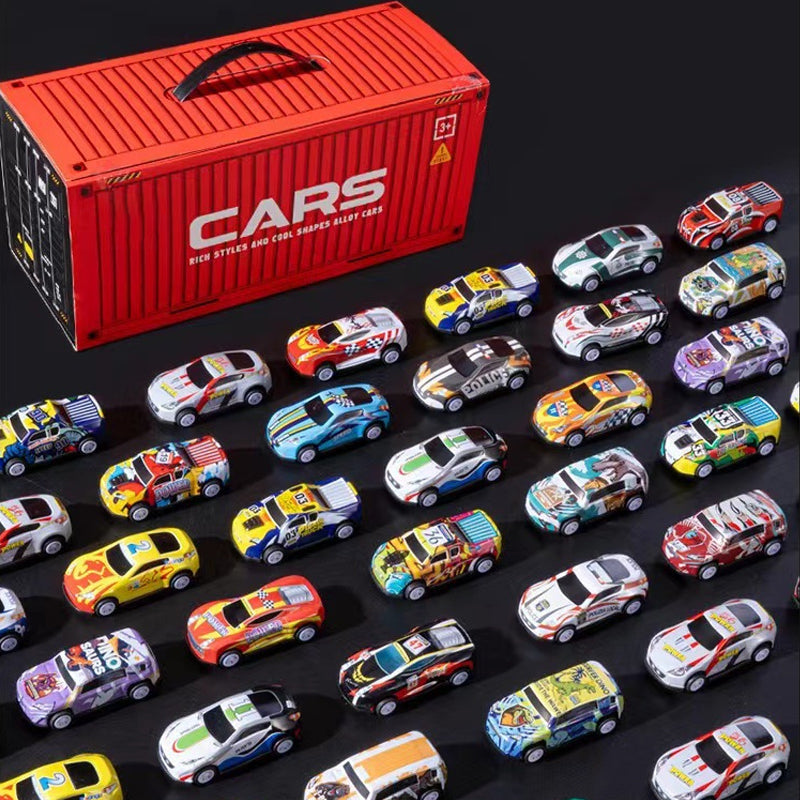 🎄 JULKAMPANJ 60% RABATT! ✨ 48 Minibilar med Inbyggt Garage - Interaktiv Lek med Ljudeffekter och Racerspår för Barn 🚗🎪