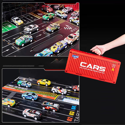 🎄 JULKAMPANJ 60% RABATT! ✨ 48 Minibilar med Inbyggt Garage - Interaktiv Lek med Ljudeffekter och Racerspår för Barn 🚗🎪