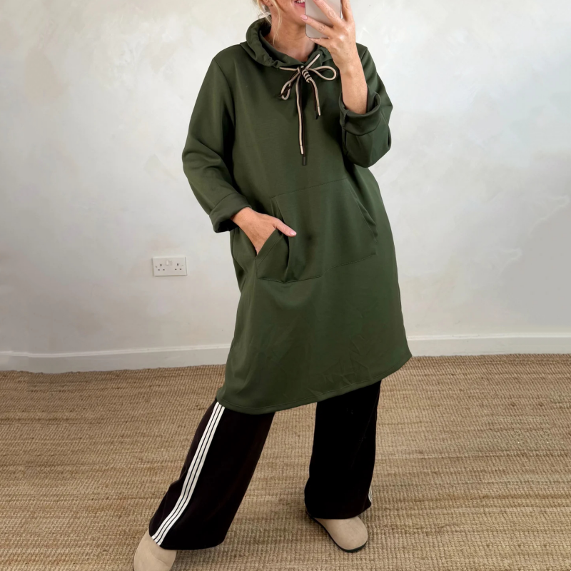 Oversized lång hoodiekjol med fickor för damer
