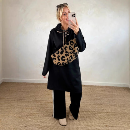 Oversized lång hoodiekjol med fickor för damer