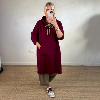 Oversized lång hoodiekjol med fickor för damer