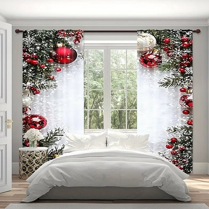 🔥 50 % RABATT! ✨ Set med 2 julgardiner – festliga mönster, enkel installation på standardgardinstång, enkel maskinvård 🎄🏠