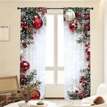 🔥 50 % RABATT! ✨ Set med 2 julgardiner – festliga mönster, enkel installation på standardgardinstång, enkel maskinvård 🎄🏠