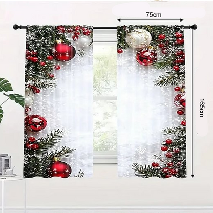 🔥 50 % RABATT! ✨ Set med 2 julgardiner – festliga mönster, enkel installation på standardgardinstång, enkel maskinvård 🎄🏠
