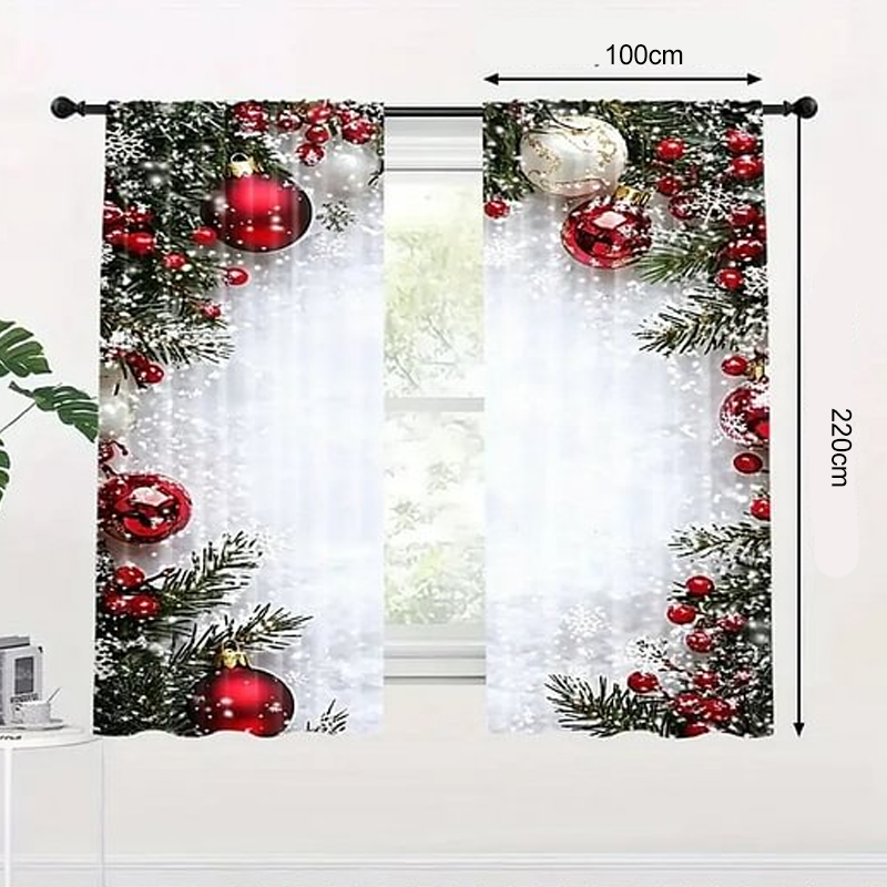 🔥 50 % RABATT! ✨ Set med 2 julgardiner – festliga mönster, enkel installation på standardgardinstång, enkel maskinvård 🎄🏠