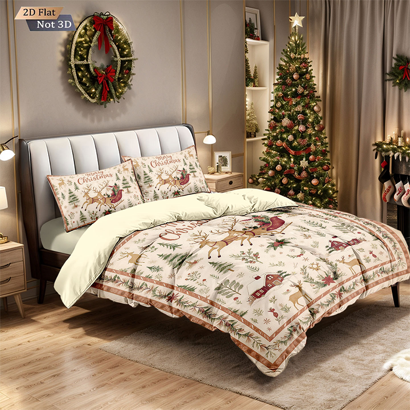 ⏳Begränsad tid 50 % rabatt⏰Festligt juligt 3-delat påslakanset🛏️❤️