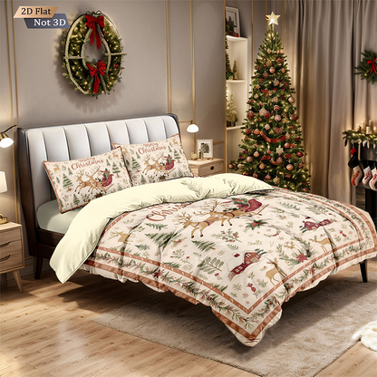 ⏳Begränsad tid 50 % rabatt⏰Festligt juligt 3-delat påslakanset🛏️❤️
