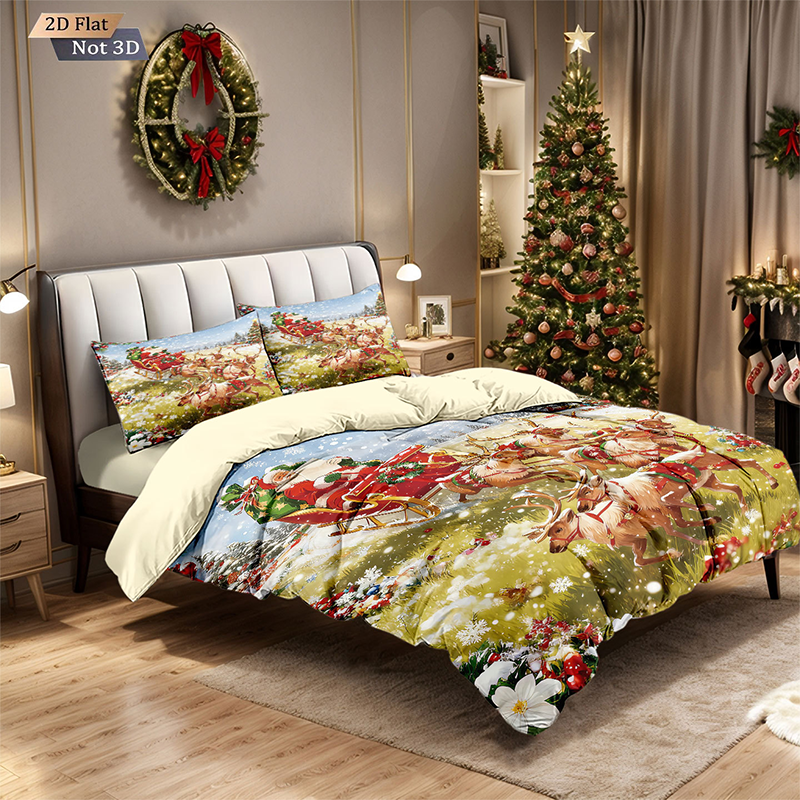 ⏳Begränsad tid 50 % rabatt⏰Festligt juligt 3-delat påslakanset🛏️❤️