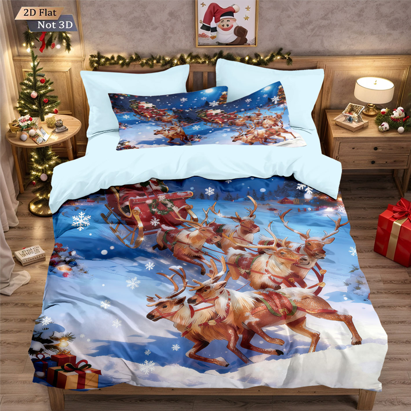 ⏳Begränsad tid 50 % rabatt⏰Festligt juligt 3-delat påslakanset🛏️❤️