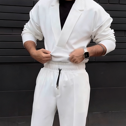 Casual set för män med kavaj och byxor med dragsko