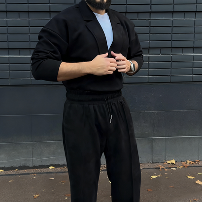 Casual set för män med kavaj och byxor med dragsko