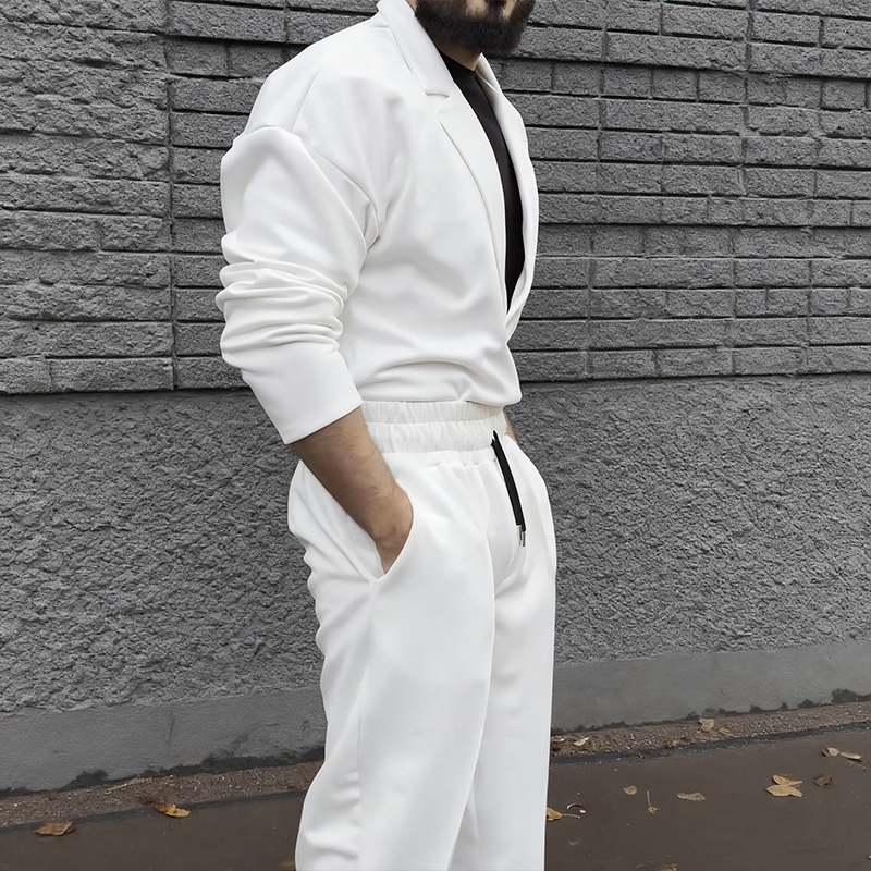 Casual set för män med kavaj och byxor med dragsko