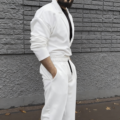 Casual set för män med kavaj och byxor med dragsko