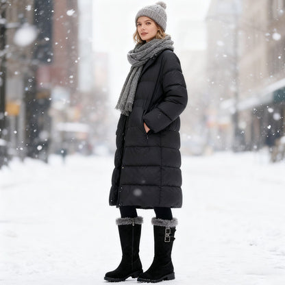 Varma, plädfodrade snöstövlar för kvinnor, halvhöga