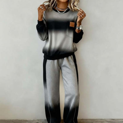 Casual set med topp och byxor i gradientfärger för damer