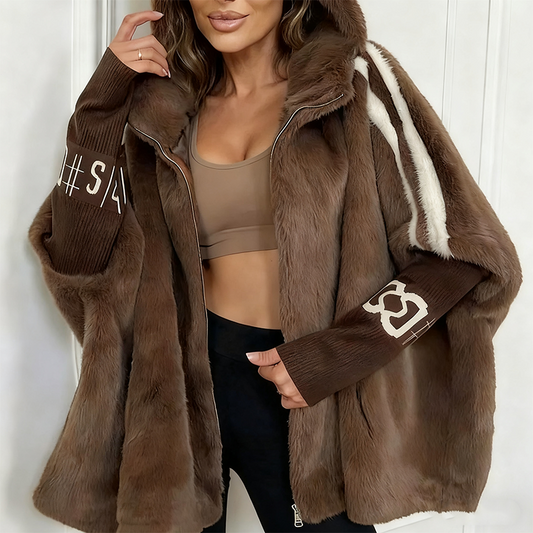 🧥 60% RABATT! ✨ Damjacka med plysch och dragkedja och huva - Fleecefodrad med dold ficka för en bekväm och varm stil ❄️🛍️