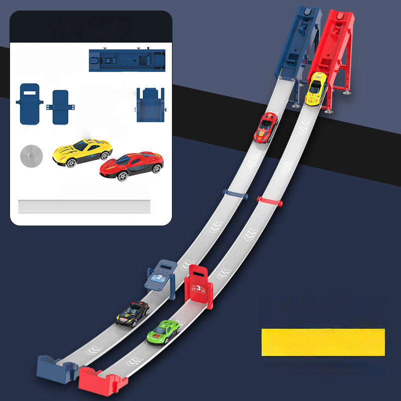 🏎️Låt tävlingen börja!⚡Dubbel bana, dubbelt så roligt🏆inga batterier behövs, bara ren hastighet! - ✨【Dubbel leksaksbilskastare med racerbana för barn】✨