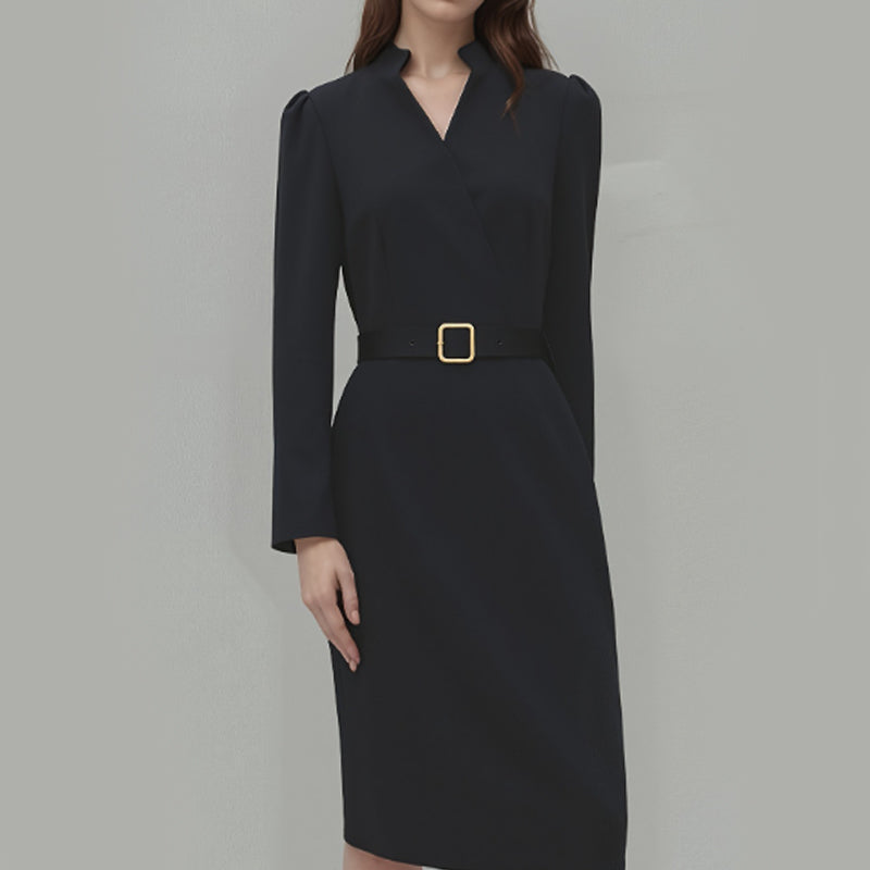 ✨Eleganta nyheter!💃Elegant V-ringad slim fit-klänning för damer