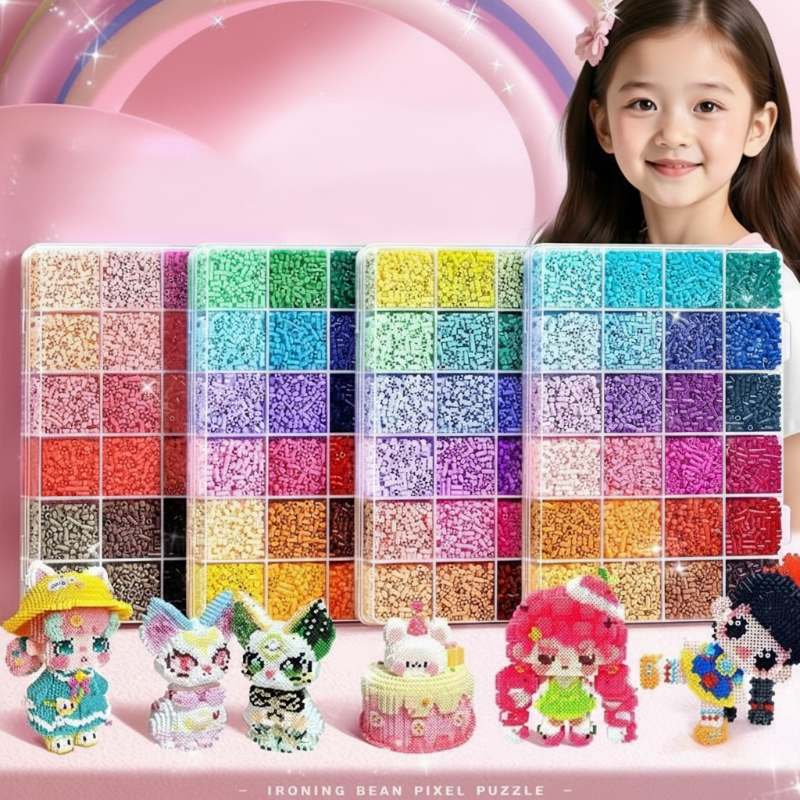 💝Komplett set med 96 färgade smältbara pärlor✨ – Det ultimata setet med strykjärn, pegboards och mönster för oändliga DIY-projekt!🌟