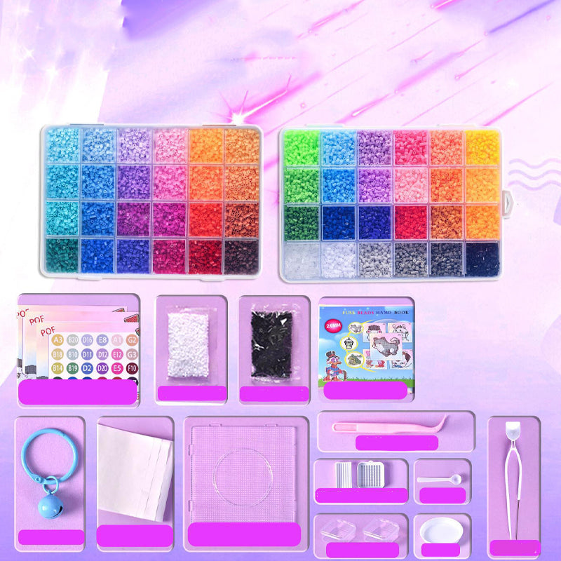💝Komplett set med 96 färgade smältbara pärlor✨ – Det ultimata setet med strykjärn, pegboards och mönster för oändliga DIY-projekt!🌟