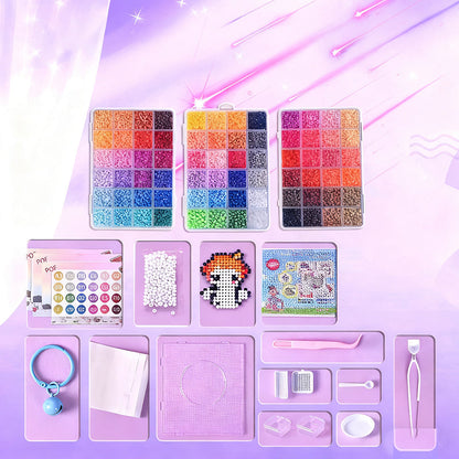 💝Komplett set med 96 färgade smältbara pärlor✨ – Det ultimata setet med strykjärn, pegboards och mönster för oändliga DIY-projekt!🌟