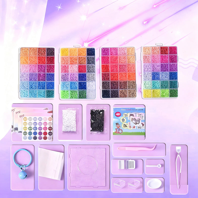 💝Komplett set med 96 färgade smältbara pärlor✨ – Det ultimata setet med strykjärn, pegboards och mönster för oändliga DIY-projekt!🌟